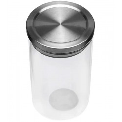 Pote 1 Litro 17,5cm Vidro Hermético Com Tampa Inox